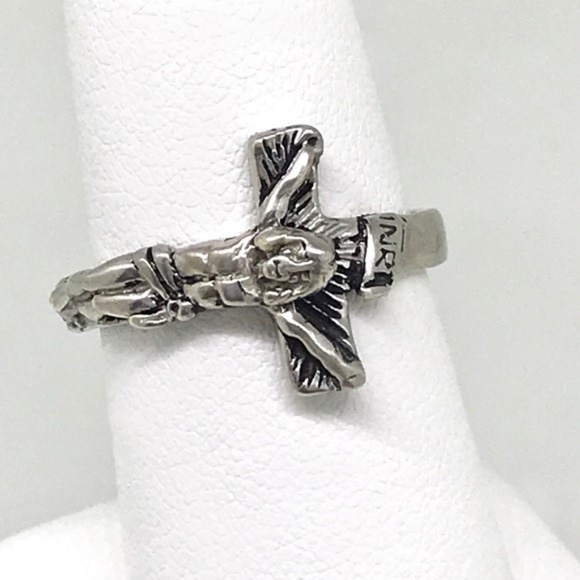 Jewelry - NWT .925 silver sideways crucifix ring handmade